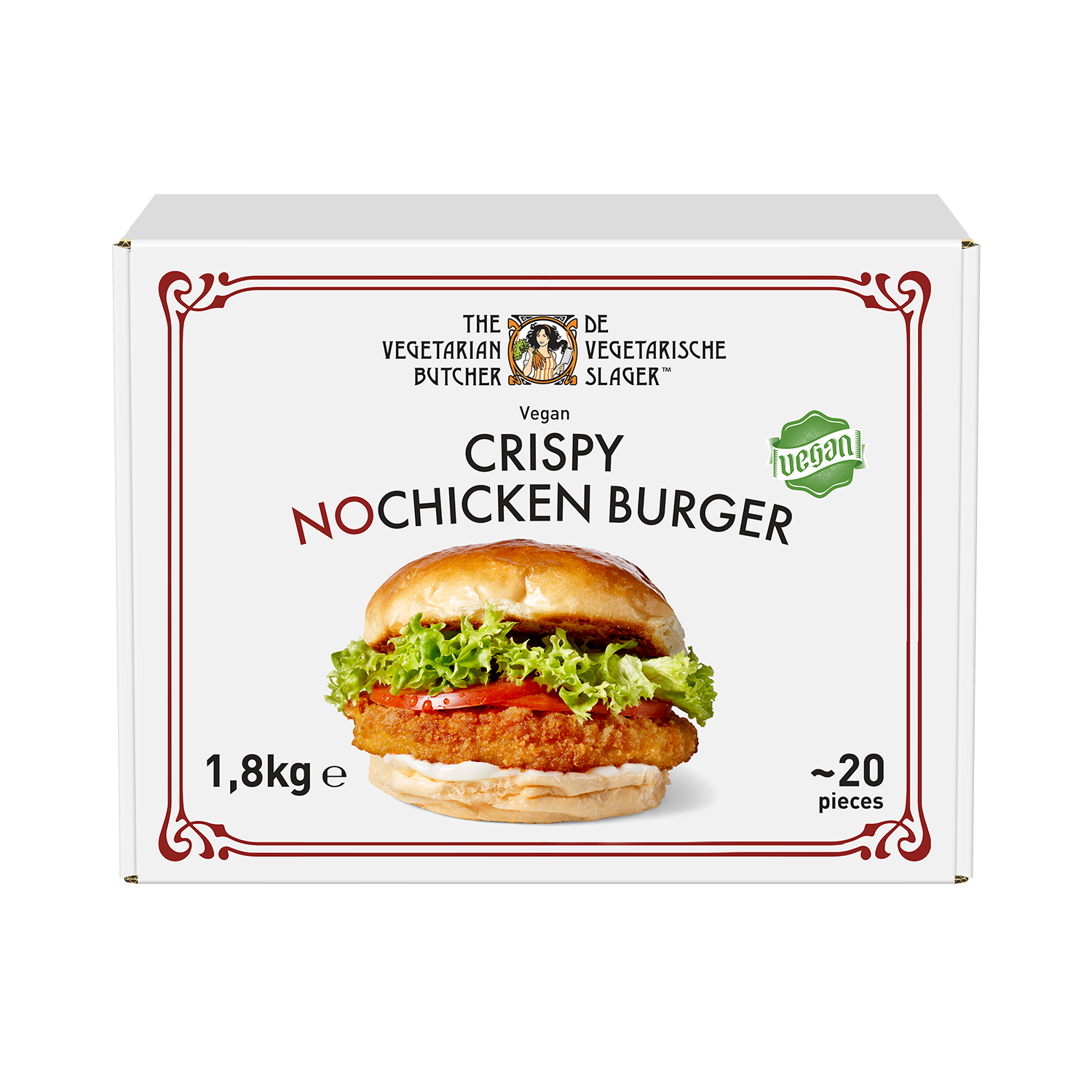 The Vegetarian Butcher Crispy NoChicken Burger 1.8 Kg - Burgerul pe baza de soia Crispy NoChicken de la The Vegetarian Butcher te ajuta sa-ti transformi preparatele in variante vegetariene/vegane, fara a modifica meniul sau timpul de servire.